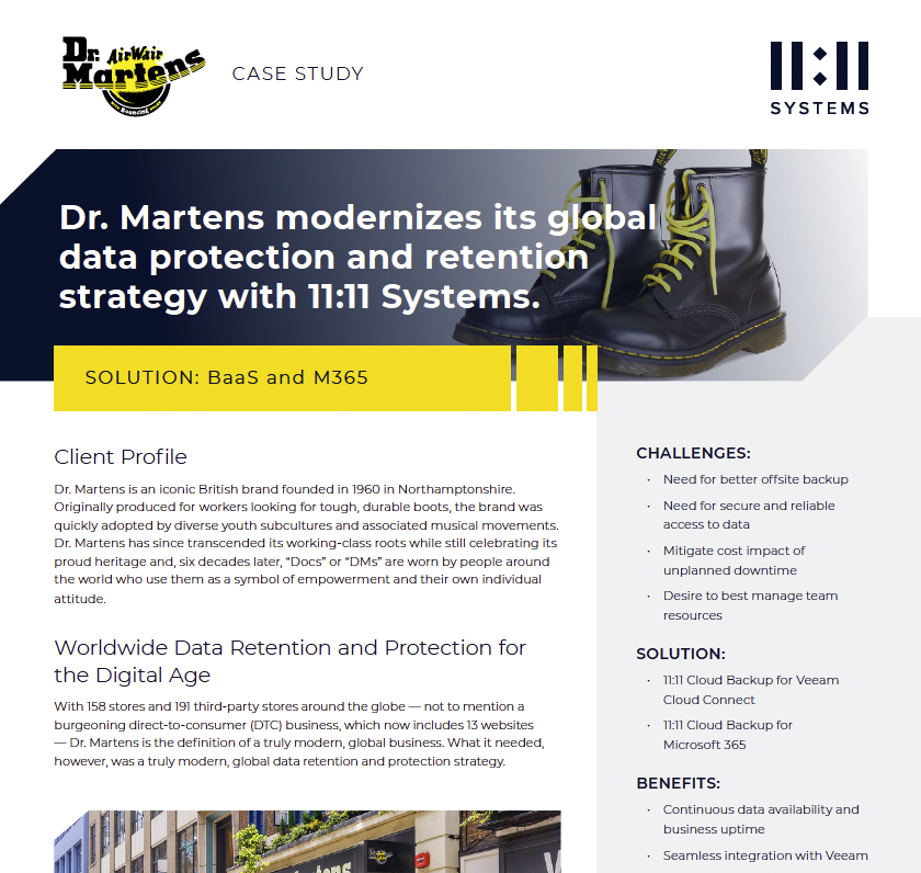 Dr. Martens modernizes its global data protection and retention strategy with 11:11 Systems